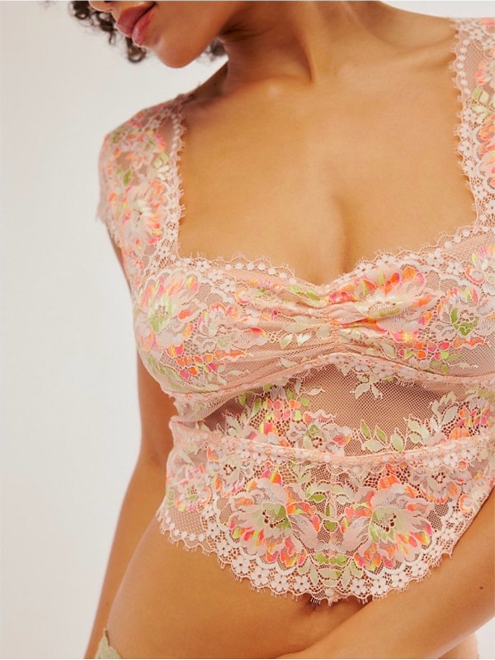 Free People Garden Party Lace Tee Pink